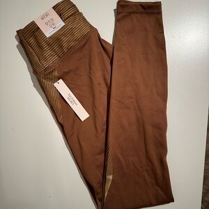 Victoria's Secret Tan Leggings with Gold Stripes